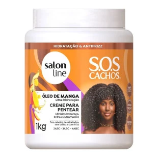 CREME PARA PENTEAR SALON LINE 1KG - SOS CACHOS - ÓLEO DE MANGA