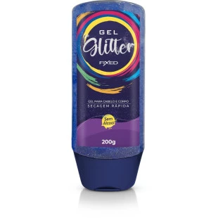GEL COM GLITTER FIXED 200G - CORPO E CABELO - ROXO