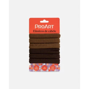 ELÁSTICO PARA CABELO PROART 6 UNIDADES - MARROM - ref:EC09B