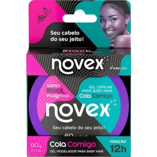 GEL MODELADOR NOVEX 60G - SANTO BLACK PODEROSO - COLA COMIGO