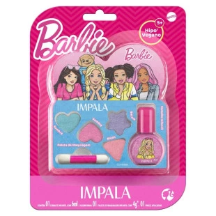 KIT IMPALA INFANTIL - BARBIE - PALETA DE MAQUIAGEM E ESMALTE