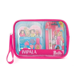 KIT IMPALA INFANTIL - BARBIE - ESMALTES + BRILHO LABIAL + PALETA DE MAQUIAGEM