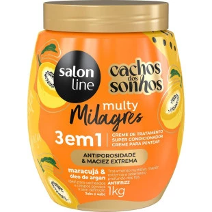 MÁSCARA SALON LINE 1KG - CACHOS DOS SONHOS MULTY 3 EM 1 - MARACUJÁ
