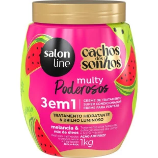 MÁSCARA SALON LINE 1KG - CACHOS DOS SONHOS MULTY 3 EM 1 - MELANCIA