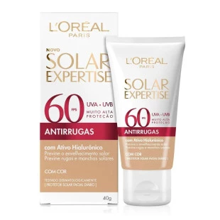 PROTETOR SOLAR FACIAL LOREAL 40G EXPERTISE - COM COR ANTIRRUGAS - FPS 60