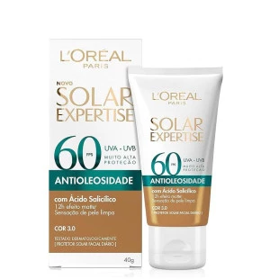 PROTETOR SOLAR FACIAL LOREAL 40G EXPERTISE - COR COR 3.0 - ANTIOLEOSIDADE - FPS 60