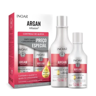KIT INOAR ARGAN INFUSION - CONTROLE DE QUEDA - SHAMPOO 500ML + CONDICIONADOR 250ML