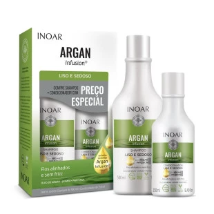 KIT INOAR ARGAN INFUSION - LISO E SEDOSO - SHAMPOO 500ML + CONDICIONADOR 250ML