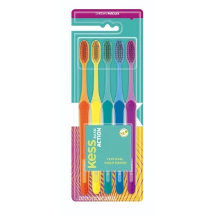 ESCOVA DENTAL KESS - BASIC ACTION MACIA - 5 UNIDADES
