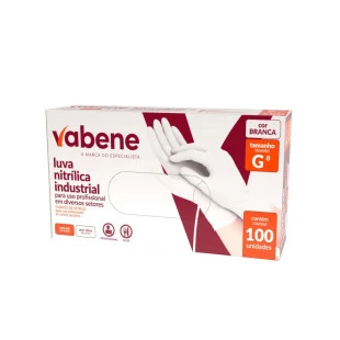 LUVA NITRÍLICA VABENE - CAIXA 100 UNIDADES - TAMANHO G - BRANCA
