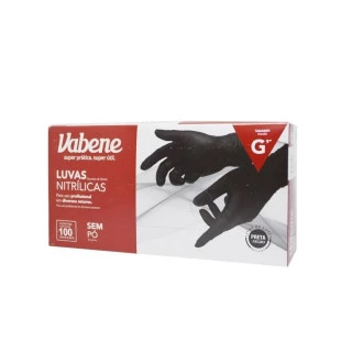 LUVA NITRÍLICA VABENE - CAIXA 100 UNIDADES - TAMANHO G - PRETA