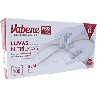 LUVA NITRÍLICA VABENE - CAIXA 100 UNIDADES - TAMANHO G - BRANCA