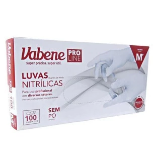 LUVA NITRÍLICA VABENE - CAIXA 100 UNIDADES - TAMANHO M - BRANCA