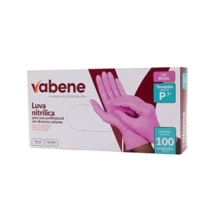 LUVA NITRÍLICA VABENE - CAIXA 100 UNIDADES - TAMANHO P - ROSA