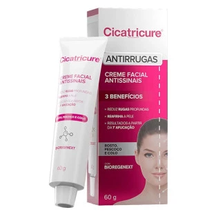 CREME FACIAL CICATRICURE 60G - ANTISSINAIS - ANTIRRUGAS