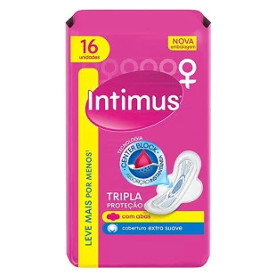 ABSORVENTE INTIMUS GEL 16UN TRIPLA PROTEÇÃO - COM ABAS - EXTRA SUAVE