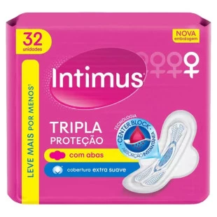 ABSORVENTE INTIMUS GEL 32UN TRIPLA PROTEÇÃO - COM ABAS - EXTRA SUAVE