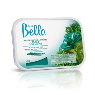CERA DEPIL BELLA 500G EM BARRA - QUENTE - ALGAS COM MENTA