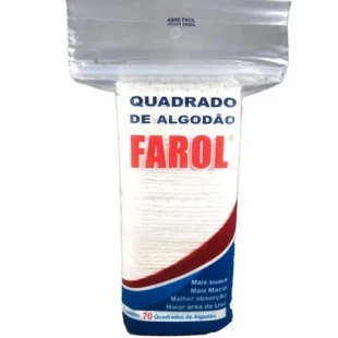 ALGODÃO HIDRÓFILO FAROL 70 UNIDADES DISCO QUADRADO